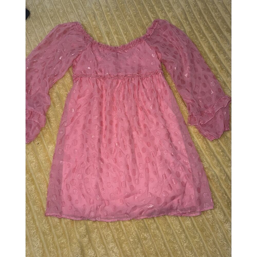 NWT Girls Pink Blush Poppies And roses Dress A Line Midi Sheer Sleeves M 8/10